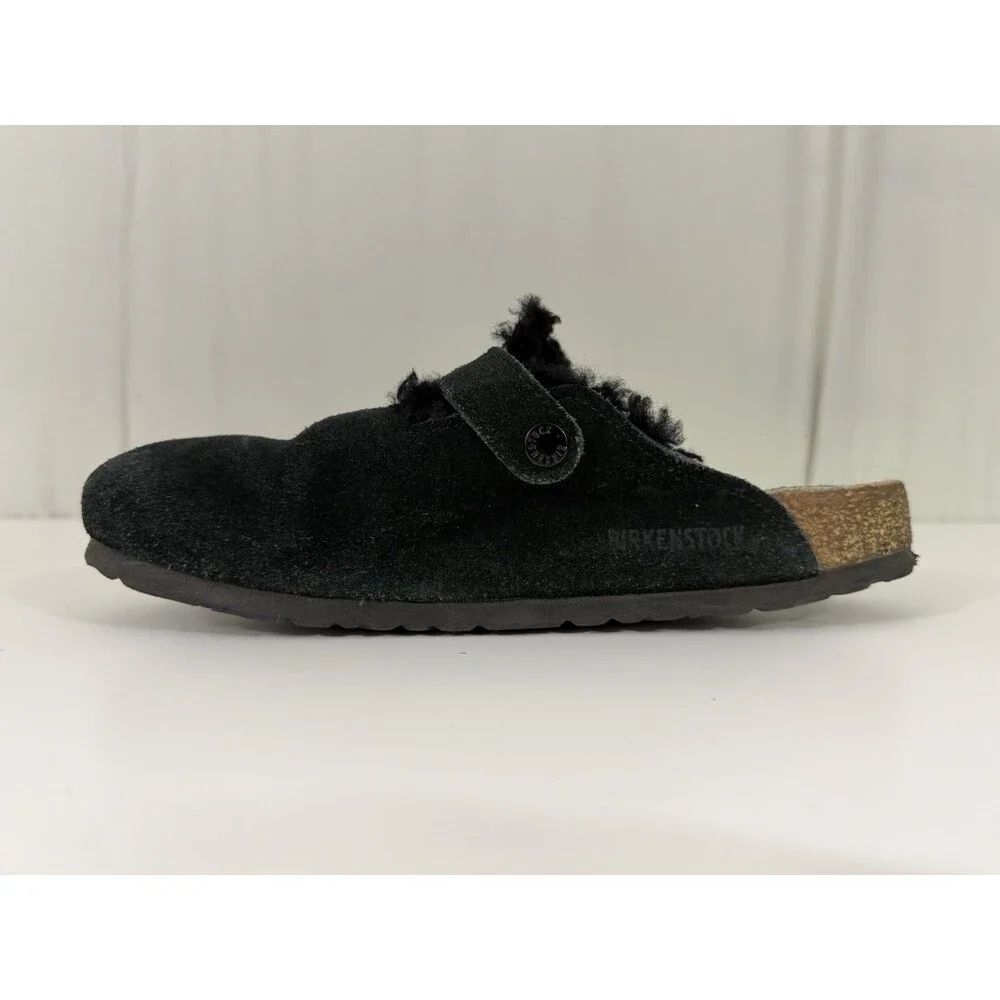 Birkenstock Boston Shearling Lined Clog Black Suede EU 40 US 9-9.5 Slow Fashion